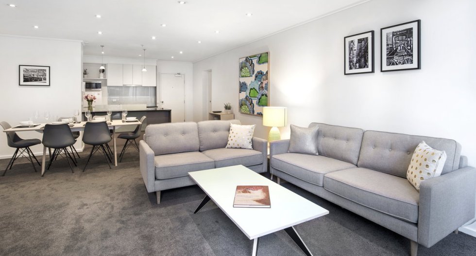 nook melbourne city apartment living room view